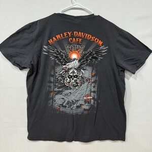 Harley-Davidson T-Shirt‎ Men's XL Black Las Vegas Cafe Skull Eagle Graphic
